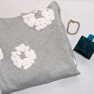 Gray and White Denim tears hoodie